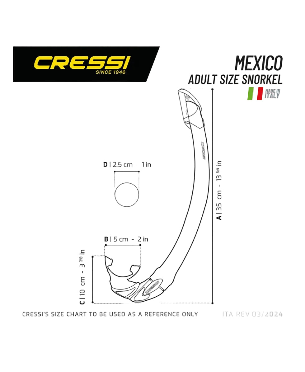 CRESSI - AERATORE DA SNORKELING - SNORKEL MEXICO - CLEAR/AQUAMARINA