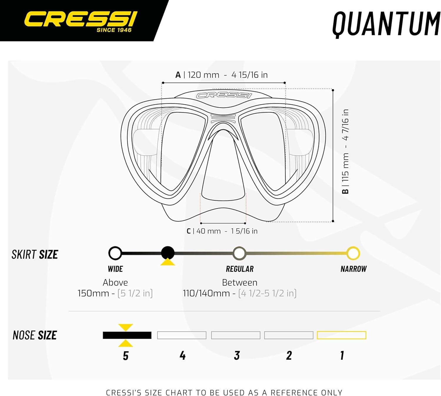 Maschera Subacquea per Adulti Con Sistema Avanzato Di Nebbia E Migliore Visibilità Verso Il Basso - Quantum: Made in Italy